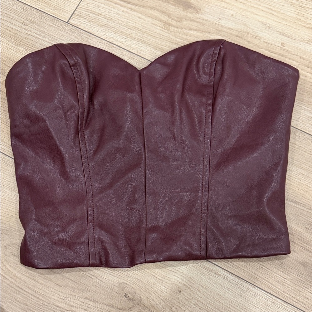 Dynamite Burgundy Strapless Top